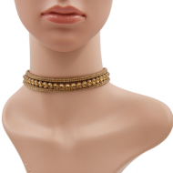 Choker-Bling-Goud/Bruin/Beige